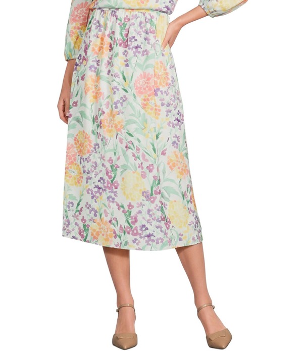 インベストメンツ レディース ボトムスカート フラワー柄 プリント ミディ フラワー Investments Floral Print Side Pocket Pull-On Coordinating Midi Skirt Multi Floral マルチカラー｜ReVida 店