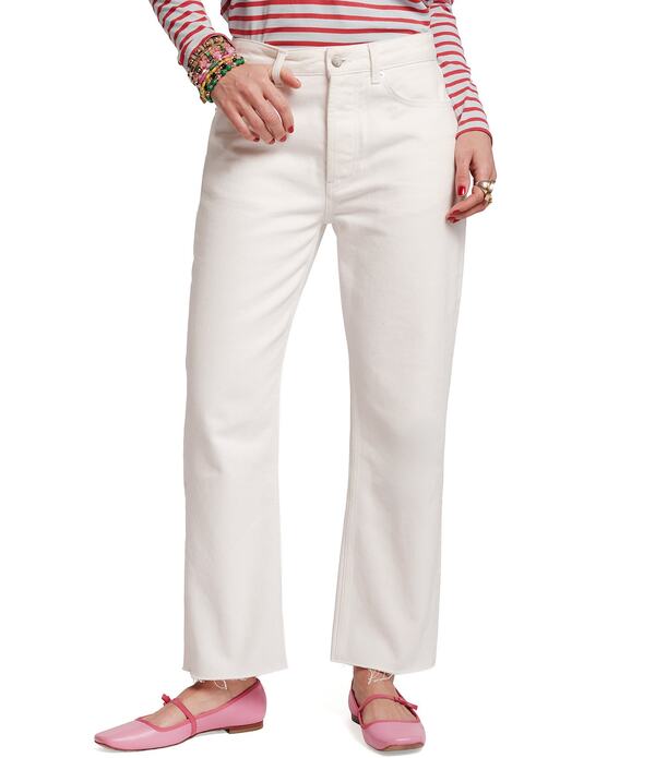 フランセスバレンタイン レディース ボトムス デニムパンツ クロップド ジーンズ FRANCES VALENTINE Andy Denimid-Rise Cropped Boyfriend Jeans White ホワイト
