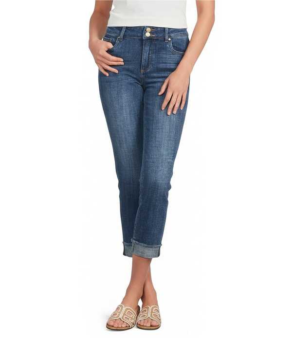 カットフロムザクロス レディース ボトムス デニムパンツ ストレート クロップド ジーンズ KUT from the Kloth Amy Stretch Denim High Rise Cropped Straight Leg Jeans Deserving Wash デニム