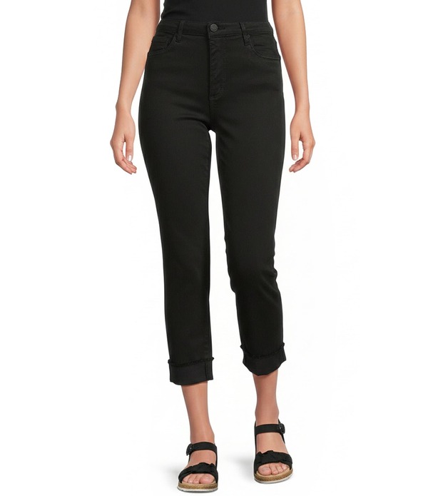 カットフロムザクロス レディース ボトムス デニムパンツ ストレート クロップド ジーンズ KUT from the Kloth Amy Stretch Denimid Rise Cropped Straight Leg Jeans Black ブラック