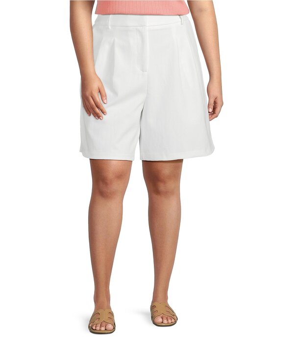 スカイズアブルー レディース ボトムス ハーフパンツ・ショーツ プラスサイズ ショートパンツ Skies Are Blue Plusize High Rise Twill Coordinating Bermuda Shorts White ホワイト