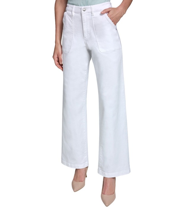 カール ラガーフェルド レディース ボトムス デニムパンツ ワイドレッグ ジーンズ KARLAGERFELD PARIStretch Denim Wide Leg Fullength Jeans White ホワイト｜ReVida 店