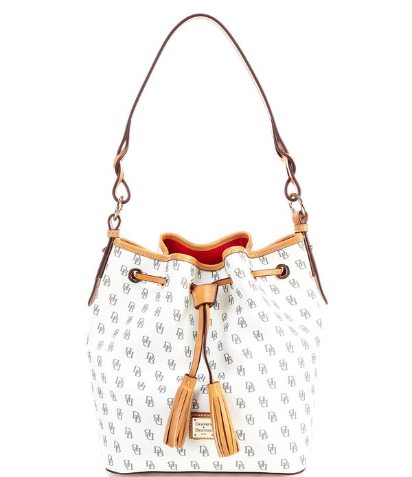 ドーネイアンドバーク レディース 御徒面子 対照 ロゴタイプ Dooney \u0026 Bourke Signature Blakely Collection Tasha Logo Drawstring Contrastrim Bucket Bag Bone