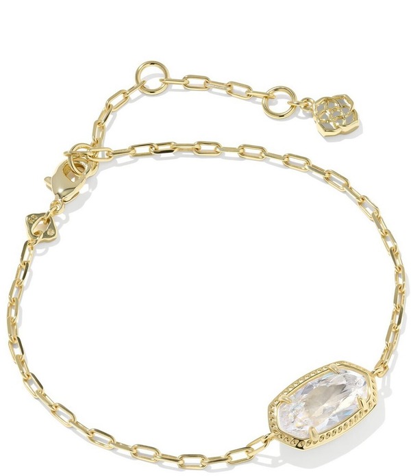 ケンドラスコット レディース アクセサリー ブレスレット・バングル・アンクレット Kendra Scott Elaina Luxe Chain Line Bracelet Gold White CZ ホワイト