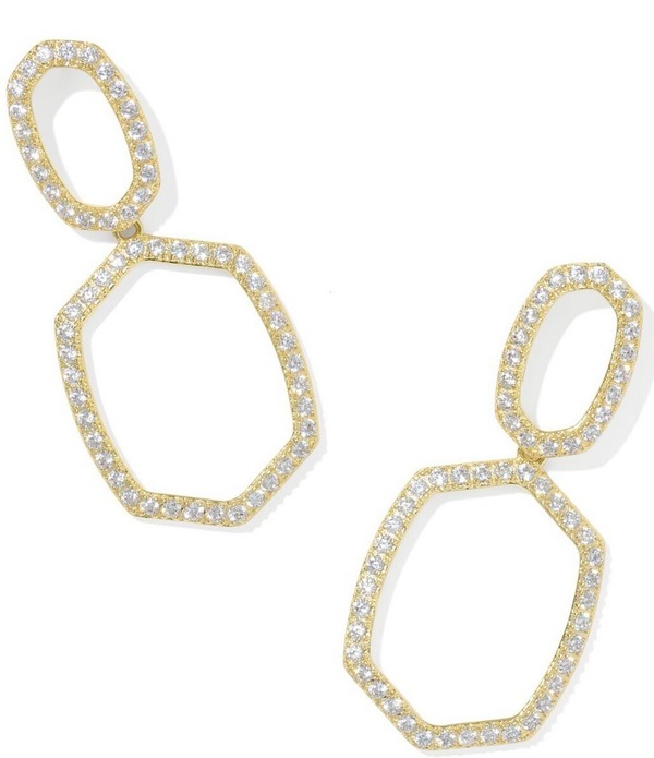 ケンドラスコット レディース アクセサリー ピアス・イヤリング Kendra Scott Daphne Pave Open Frame Drop Earrings Gold White CZ ホワイト