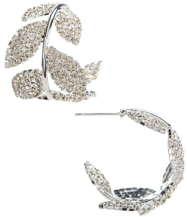 セザンヌ レディース アクセサリー ピアス・イヤリング Cezanne Marquise Leaf Hoop Earringsilver/Crystal シルバー