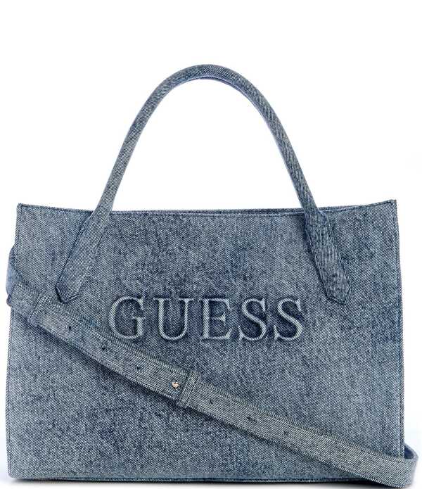 ゲス レディース バッグ デニム ロゴ Guess Jodi Washedenim Logo Tote Bag Denim デニム｜ReVida 店
