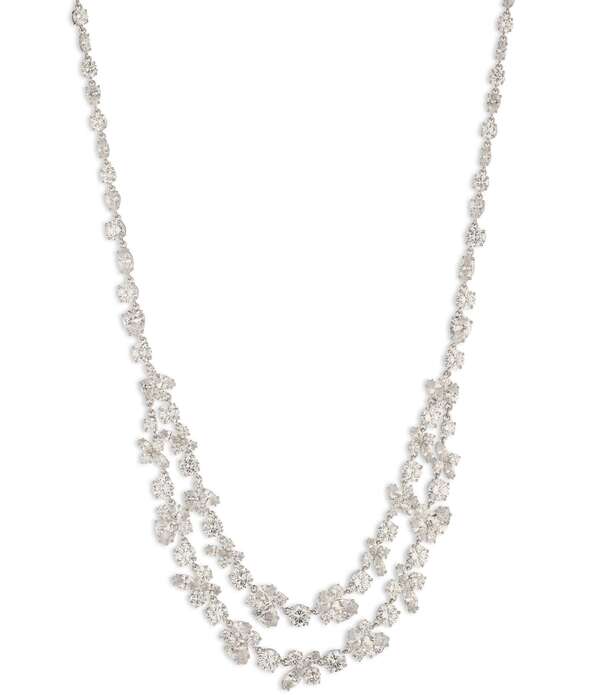 ジバンシー レディース アクセサリー ネックレス・チョーカー レース Givenchy Silver Tone Double Row CZ Drama Collar Necklace Silver シルバー