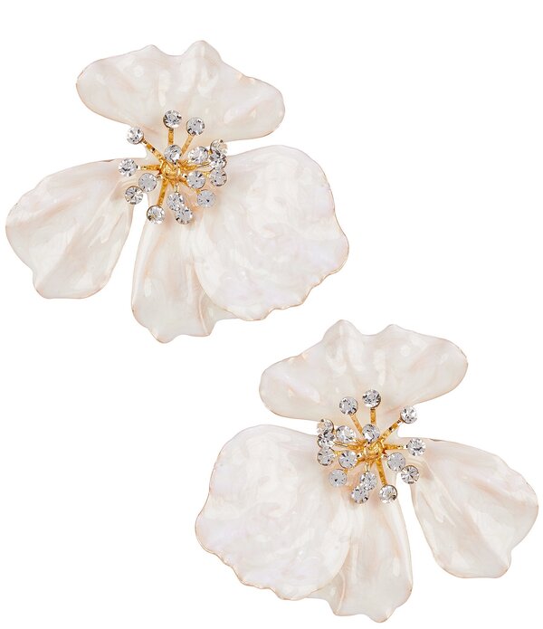 ナターシャ アクセサリー レディース ピアス・イヤリング Natashaccessories XL Enamel Flower Stud Clip-On Earrings White ホワイト
