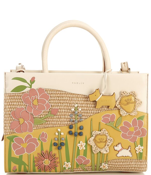 ラドリー ロンドン レディース バッグ Radley London Spring Blooms Medium Raffia Picture Top Handle Bag Salt