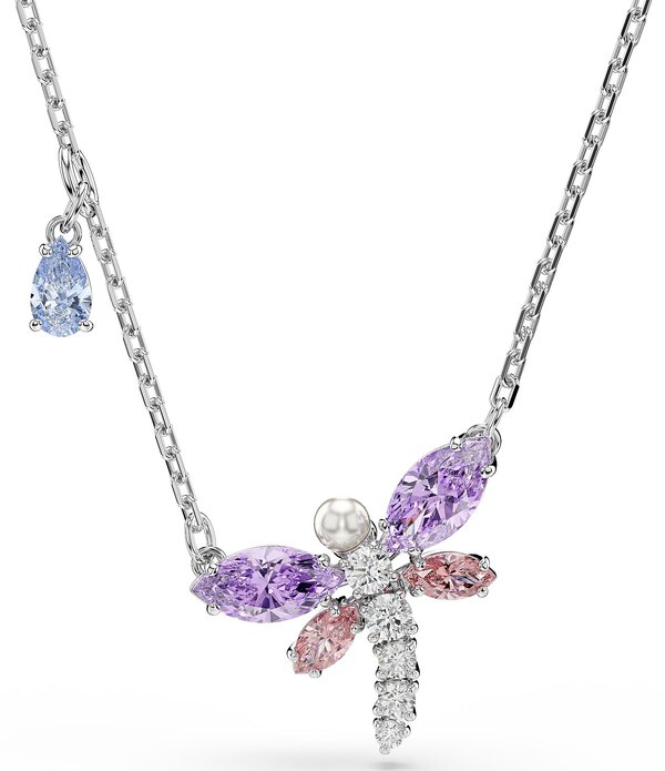 スワロフスキー レディース アクセサリー ネックレス・チョーカー レース Swarovski x Ariana Grande Crystal Dragonfly Short Pendant Necklace Silver/Pink ピンク