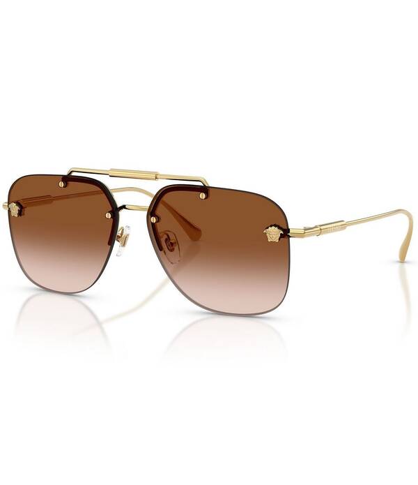 ヴェルサーチ レディース 付属物 サングラス・アイウェア Versace Women\u0027s VE22960粍 Square Sunglasses Gold/Brown Gradient 赤銅色