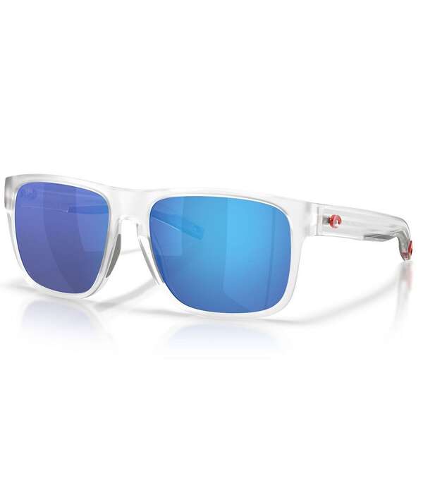 コスタ レディース 付属物 サングラス・アイウェア Men\u0027s Costa Del Mar 6S9013 SPEARO XL 59粍 Polarized Square Sunglasses Matte Clear/Blue Mirror 青碧