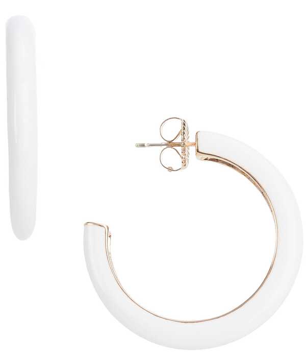 ディラーズ レディース アクセサリー ピアス・イヤリング Dillard's Enamel Beveled Metal Hoop Earrings Gold/White ホワイト