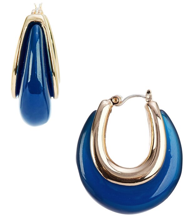 ディラーズ レディース アクセサリー ピアス・イヤリング Dillard's Navy Resin Bead Hoop Earrings Gold/Navy ネイビー