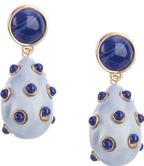 ディラーズ レディース アクセサリー ピアス・イヤリング Dillard's Round Studotted Teardrop Earrings Gold/Navy ネイビー