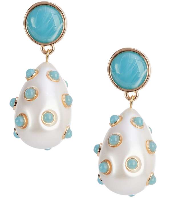 ディラーズ レディース アクセサリー ピアス・イヤリング Dillard's Round Studotted Teardrop Earrings Gold/Turquoise ターコイズ