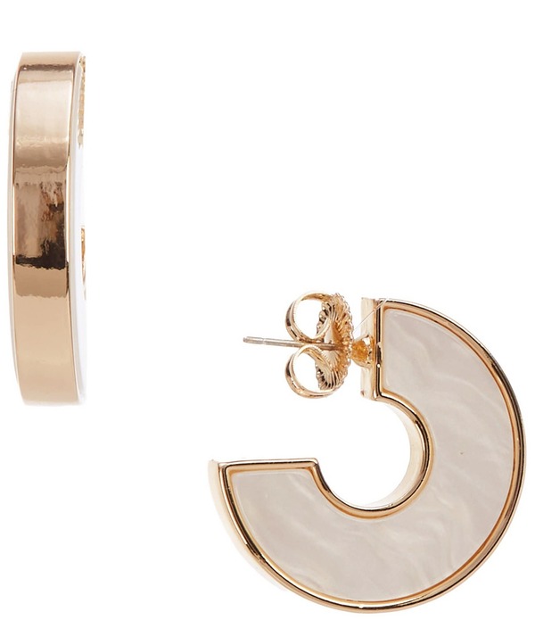 ディラーズ レディース アクセサリー ピアス・イヤリング Dillard's White Swirl Cab Hoop Earrings Gold/White ホワイト