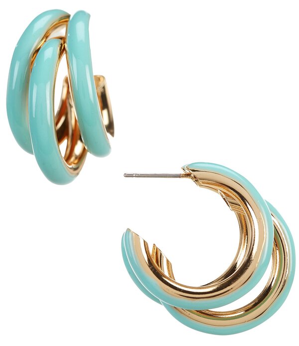 アンナ&アヴァ レディース アクセサリー ピアス・イヤリング Anna & Ava Enamel Triple Hoop Earrings Turquoise ターコイズ