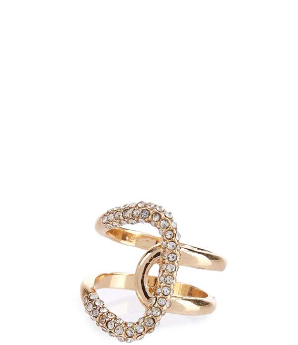アンナ&アヴァ レディース アクセサリー 指輪 Anna & Ava Open Pave Link Statement Ringold/Crystal ゴールド