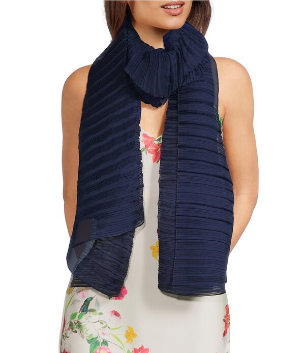 セザンヌ レディース 佩び物 消音装置・袈裟・えり巻き 筋目 Cezanne Pleated Scarf Wrap Navy 米国海軍