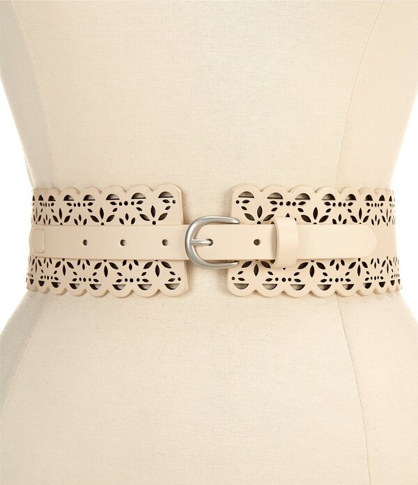 ディラーズ レディース アクセサリー ベルト Dillard's 2.5 Scalloperforated Wide Stretch Belt Ivory アイボリー