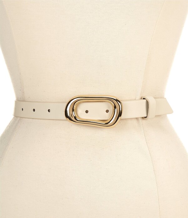 ディラーズ レディース アクセサリー ベルト レザー フェイクレザー Dillard's Organic Oval Buckle Faux Leather Belt Off White オフホワイト