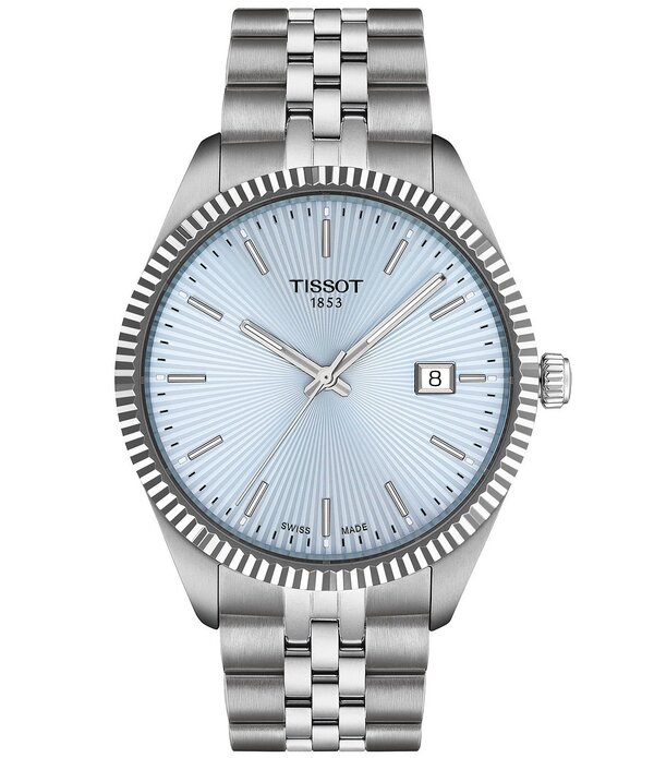 ティソット レディース アクセサリー 腕時計 Tシャツ Tissot Men's Ballade Classicontemporary Collection Quartz Analog 316L Stainlessteel Bracelet Watch Silver/Ice Blue ブルー
