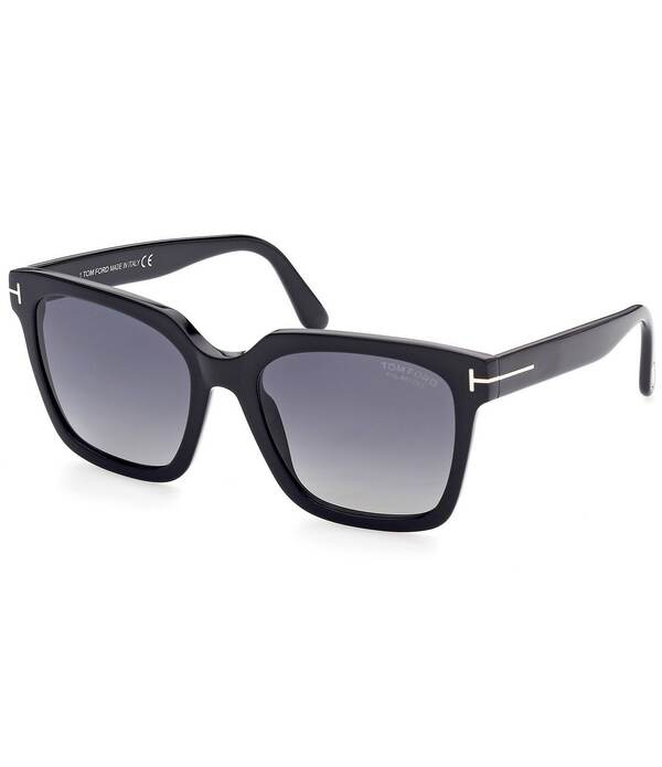 トム・ジェラルド・r・フォード レディース 添え物 サングラス・アイウェア TOM FORD Women\u0027selby 55粍 Square Polarized Sunglasseshiny Black/Smoke 黒いこと
