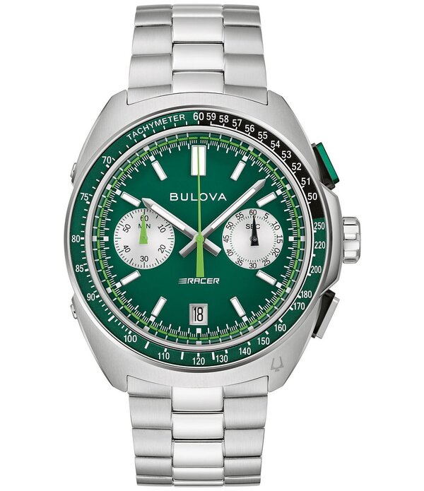 ブロバ レディース 添え物 ウオッチ ティーシャツ Bulova Men\u0027s Racer Chronograph Stainlessteel Bracelet Watch Silver しろがね色