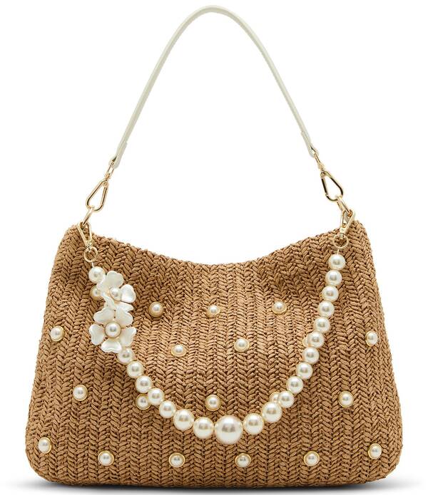 ベッツィジョンソン レディース バッグ Betsey Johnson Straw Pearl Hobo Bag Natural パール