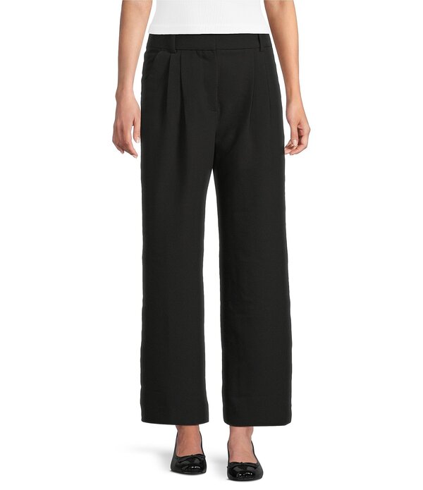 I.N.サンフランシスコ レディース ボトムス 心地好いズボン下 ワイドレッグ 筋目 I.N. San Francisco I.N San Francisco Pleated Mid Rise Wide Leg Tailored Twill Pants Black 黒いこと