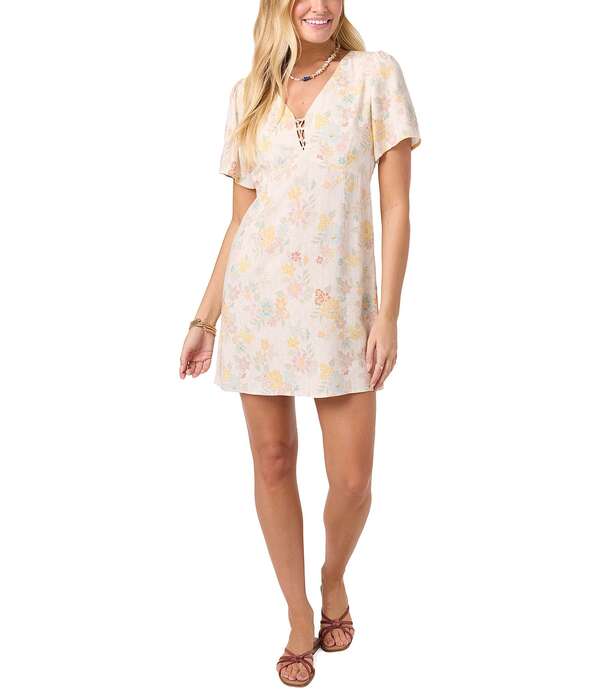 オニール レディース トップス 衣装 御花柄 刷り上げる ミニ 御花 O\u0027Neill Robin Floral Printed Short Sleeve Mini Dress Tapioca