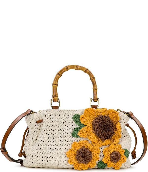 パトリシアナシュ レディース バッグ Patricia Nash Clea Sunflower Satchel Bag Natural|ReVida 店