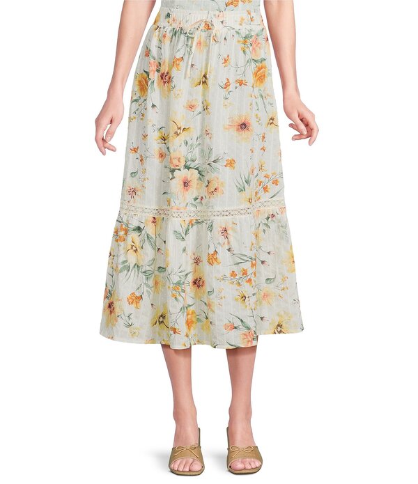 I.N.サンフランシスコ レディース ボトムスカート ティアード フラワー柄 プリント マキシ フラワー I.N. San Francisco Floral Printed Tiered Trimaxi Skirt Yellow Floral イエロー