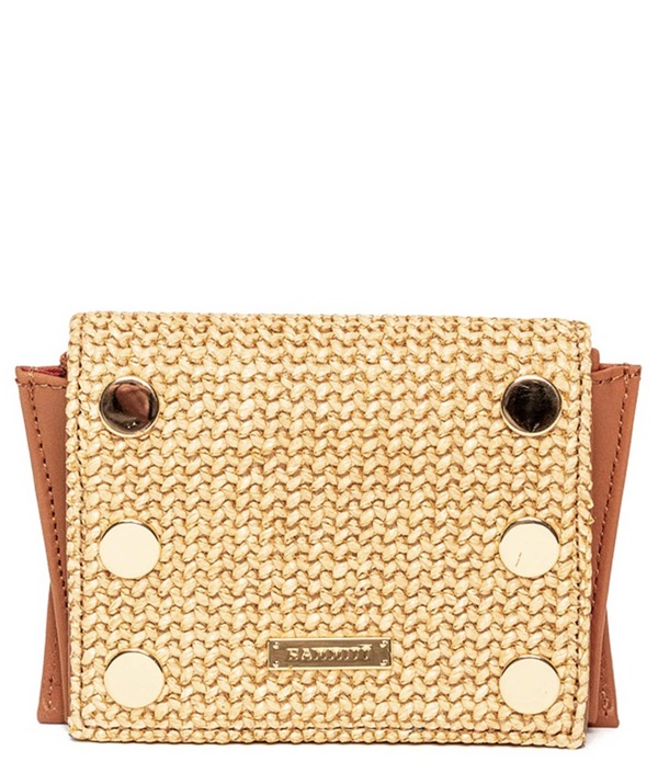 ハミット レディース 付属品 紙入れ Hammitt Allen Wallet Cocoa Raffia チョコレート