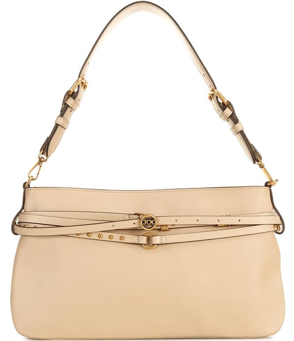 ピンコ レディース 御徒面子 PINKO Classiconvertible Belt Shoulder Bag Beige/Grey 薄墨色