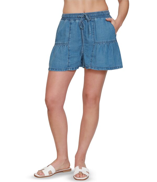 スティーブ マデン レディース ボトムス ハーフパンツ・ショーツ ティアード ショートパンツ Stevie by Steve Madden Chambray Tiered Shorts Medium Wash