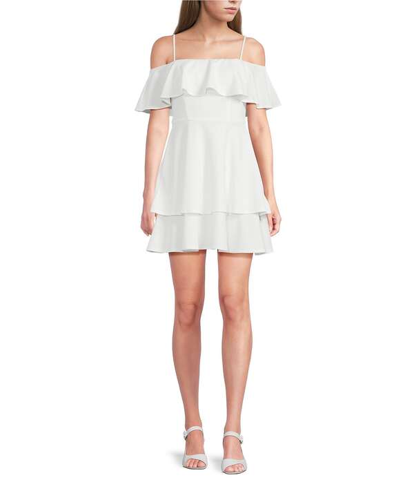 ビーダーリン レディース トップス ワンピース フリル B. Darlin Off-The-Shoulderuffle Double Hem Dress Off-White オフホワイト