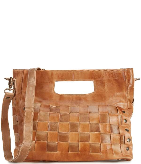 ベッドステュ レディース バッグ レザー Bed Stu Orchid Woven Leather Satchel Crossbody Handle Bag Tan Oats Rustic タン