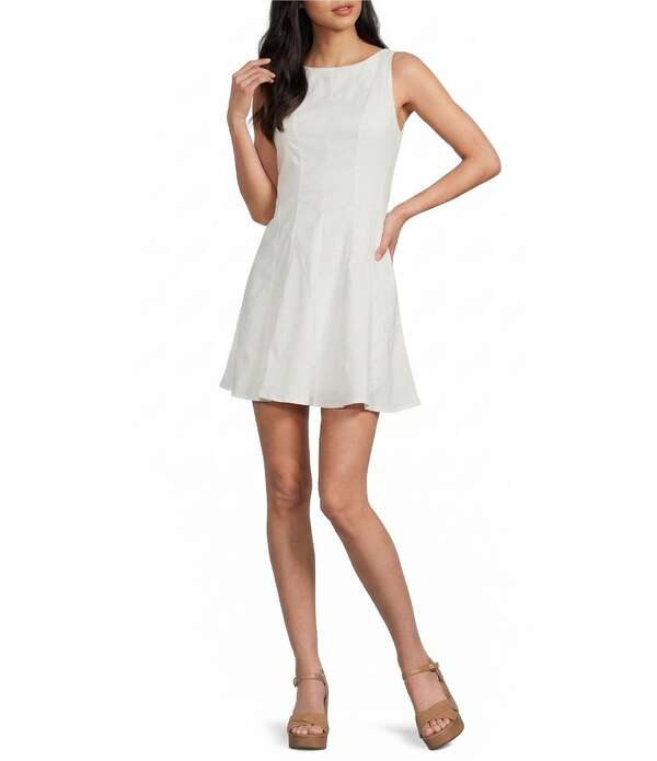 ジービー レディース トップス ワンピース ハイネック プリーツ ミニ GB High Neck Pleated Mini Dress White ホワイト｜ReVida 店