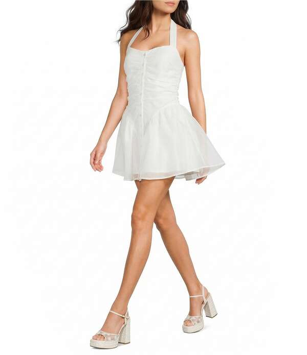 ジービー レディース トップス ワンピース ミニ ホルター GB Sweetheart Neck Halter Mini Dress White ホワイト