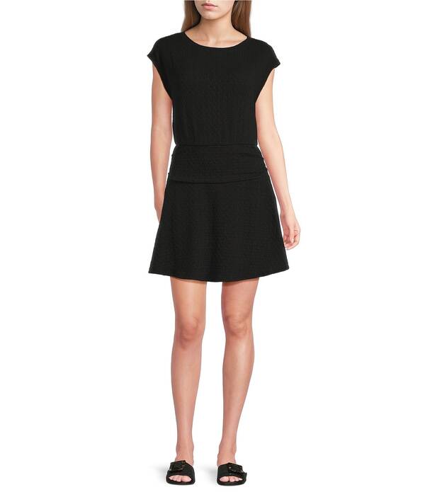 モアモア レディース トップス ワンピース ミニ Moa Short Sleeve Shirred Mini Dress Black ブラック|ReVida 店