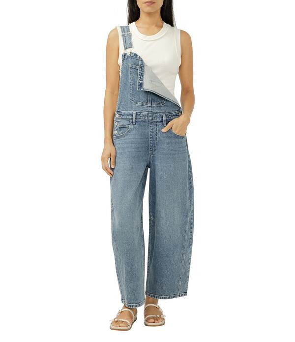 しろがね色 デニム レディース トップス 飛び降りる背広 厚地の外套櫂 ジーンズ Silver Jeans Co. Barrelaxedenim Overalls Miramar ジーンズ