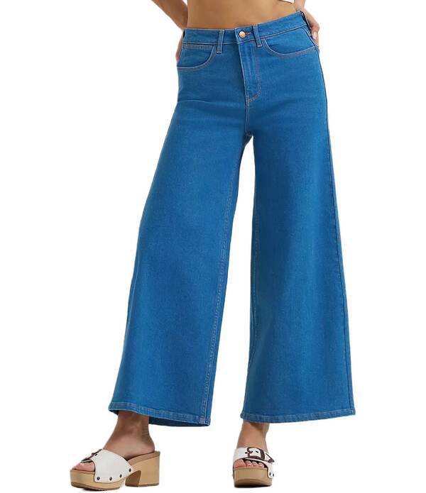 ラングラー レディース ボトムス デニムパンツ ワイドレッグ クロップド ジーンズ Wrangler 27 Inseam Cropped Wide Leg Jeans Turquoise ターコイズ
