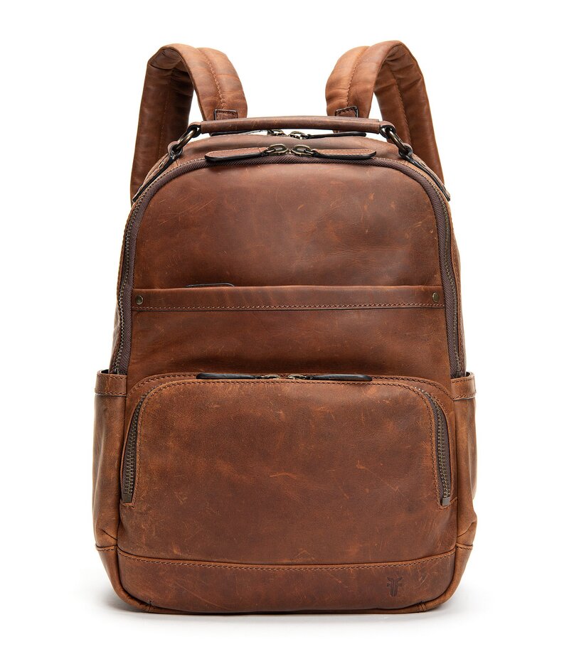 飛球 メンズ 御徒面子 うしろ側風呂敷き包み・背嚢 なめし革 Frye Logan Burnished Leather Backpack Cognac