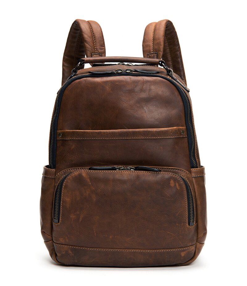飛球 メンズ 御徒面子 うしろ側風呂敷き包み・背嚢 なめし革 Frye Logan Burnished Leather Backpack Dark Brown 赤銅色