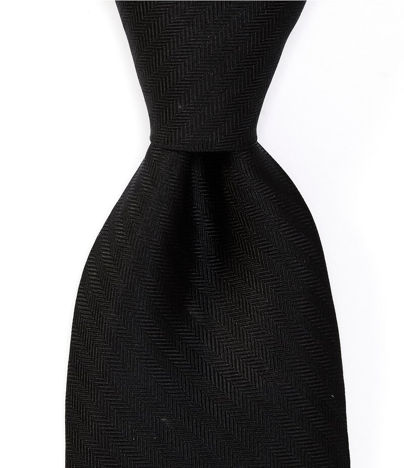 ラウンドトゥリーアンドヨーク メンズ アクセサリー ネクタイ シルク Roundtree & Yorke Herringbone Solid Narrow 3 1/8 Silk Tie Black ブラック