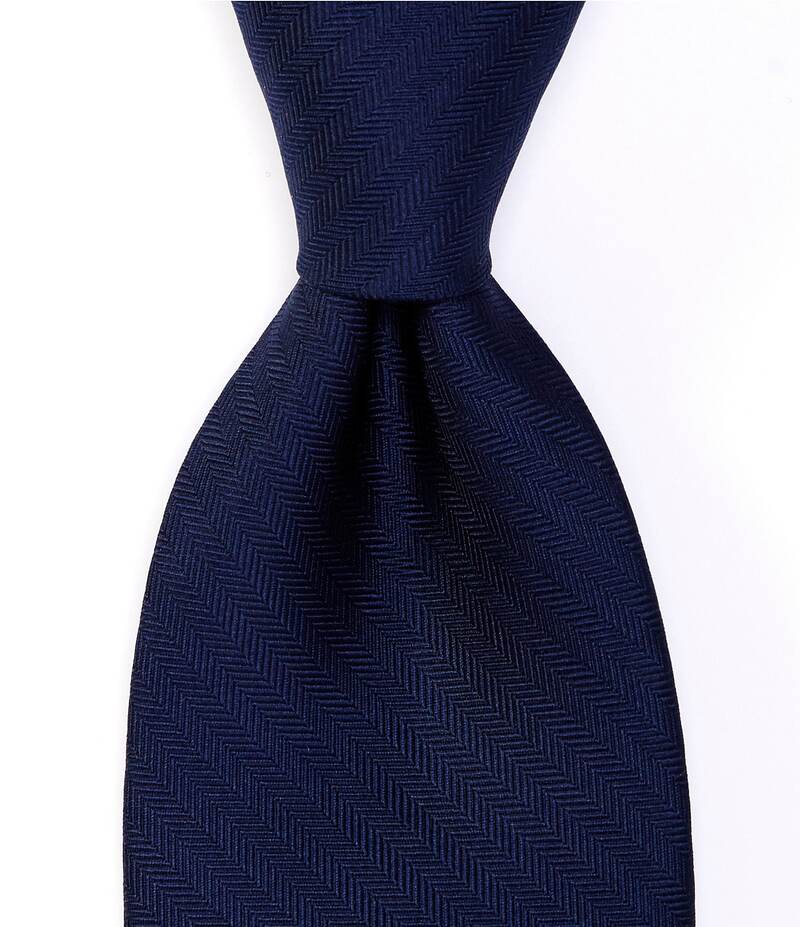 ラウンドトゥリーアンドヨーク メンズ アクセサリー ネクタイ シルク Roundtree & Yorke Herringbone Solid Narrow 3 1/8 Silk Tie Navy ネイビー