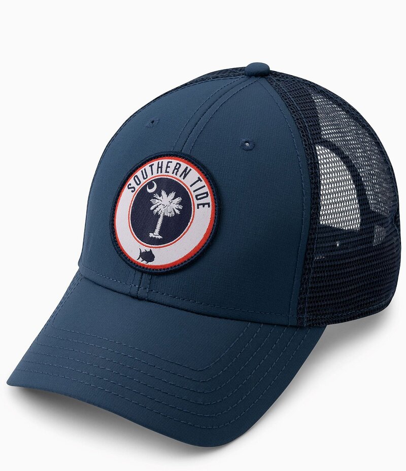 サウザーンタイド メンズ アクセサリー 帽子 Southern Tide State Patch South Carolina Performance Trucker Hat Seven Seas Blue ブルー